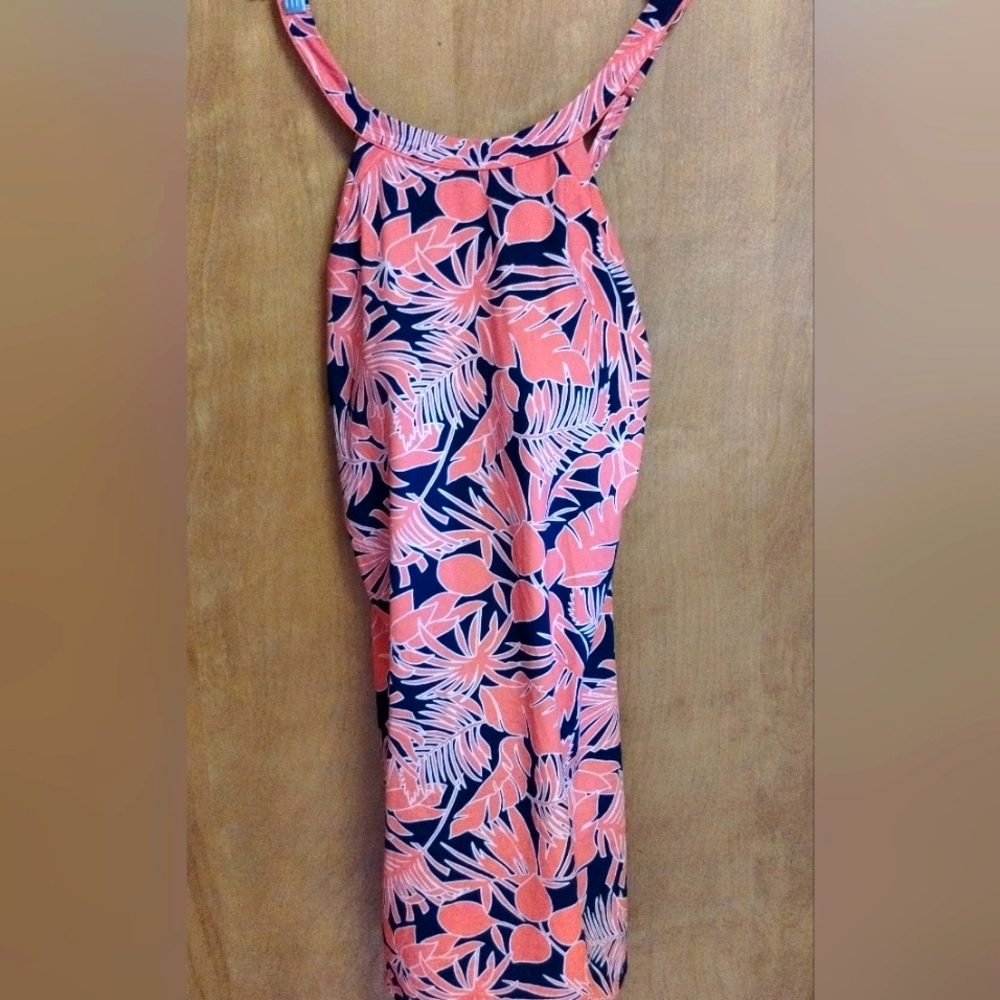 Lands' End Navy floral one piece Swim Dress